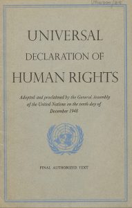 Universal Declaration of Human Rights (1948); image by Thomas Cizauskas, via Flickr, public domain.