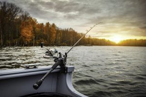 Fishing boat and rod